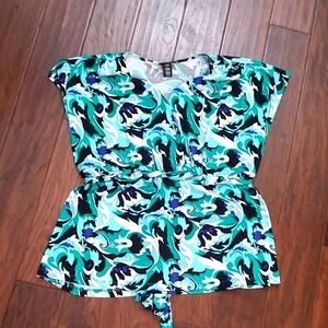 Apostrophe Colorful Blouse with Tie Waist for Personalized Fit size 24-26W